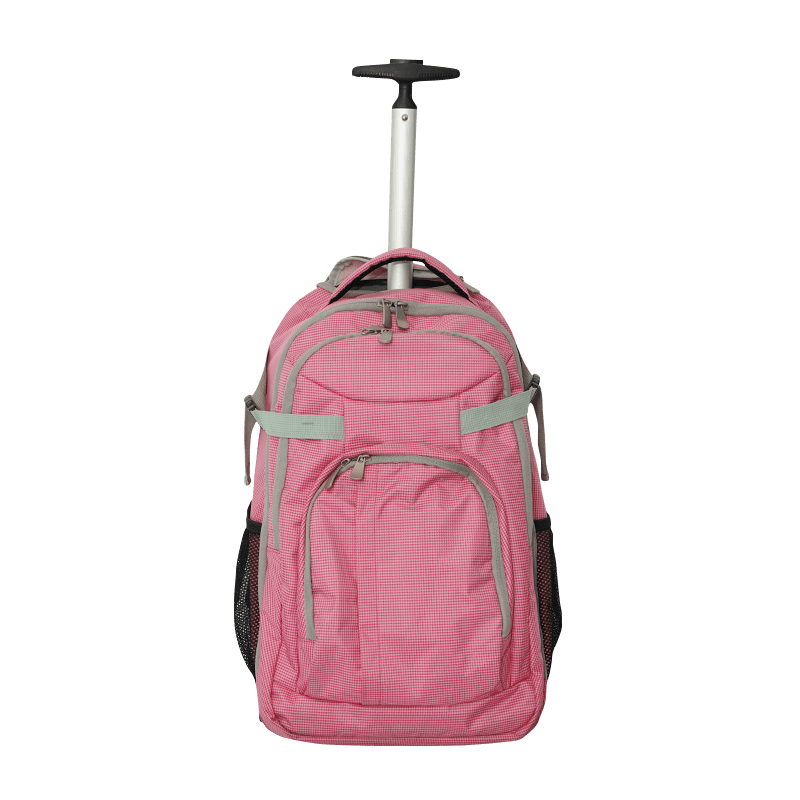 Mochila trolley a cuadros en jacquard