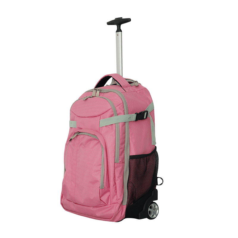 Mochila trolley a cuadros en jacquard