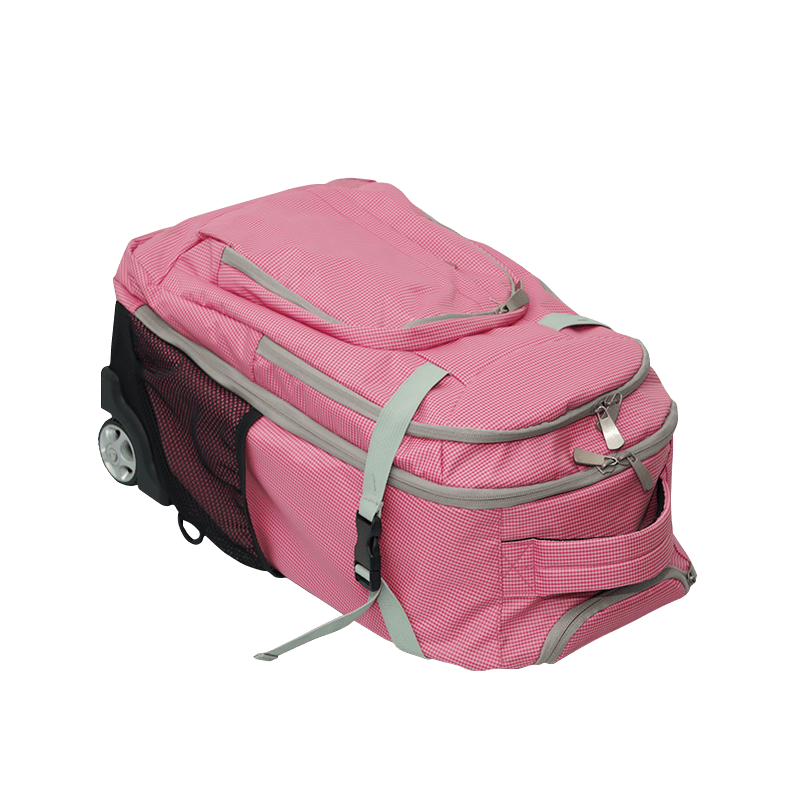 Mochila trolley a cuadros en jacquard